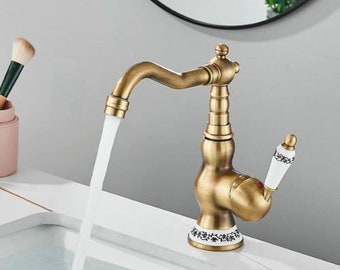 Gold Wasserhahn Messing klein IWaschbecken Küche Bad I Einhandmischer heiß und kalt Wasserhahn I Faucet Kitchen