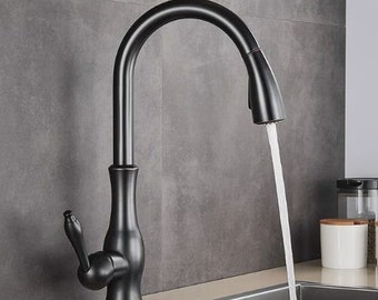 Kitchen faucets made of brass black large I single handle swivel spout, pull-out kitchen faucet I water mixer ISink faucet for kitchen