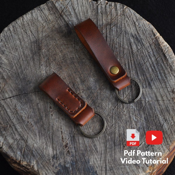 Leather Keychain - Video Tutorial - 2 Types of Simple Leather Keychains with PDF Patterns - Leather Craft - Leather Pattern Pdf -