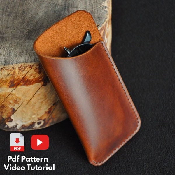 Leather Simple Glasses Case Pattern - Video Tutorial - Pdf Pattern - Downloadable Pattern in A4 Size - Leather Pattern Pdf