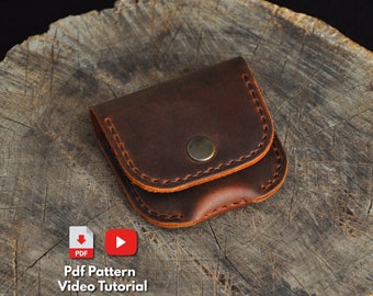 Leather Coin Pouch - Video Tutorial - Simple Leather Coin Purse Pdf Pattern - A4 - Leather Working Coin Holder Pattern - Leather Pattern Pdf