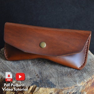 Custodia per occhiali in pelle - Video tutorial - Semplice custodia per occhiali in pelle modello PDF - Formato A4 - Modello di lavorazione della pelle - Modello in pelle PDF