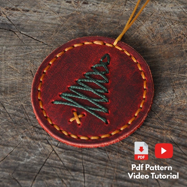 Leather Christmas Tree Ornament Pattern - Video Tutorial - Pdf Pattern - Christmas Ornament - Leather Craft - A4 Size - Leather Pattern Pdf