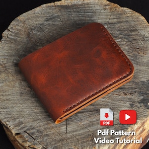 Cartera de cuero plegable - Videotutorial - Patrón PDF de cartera plegable sencilla - Patrón de cartera plegable para trabajar el cuero - Patrón PDF de cuero