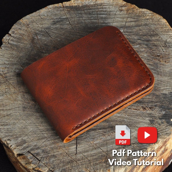 Leather Bifold Wallet - Video Tutorial - Simple Bifold Wallet Pdf Pattern - Leather Working Bi-fold Wallet Pattern - Leather Pattern Pdf