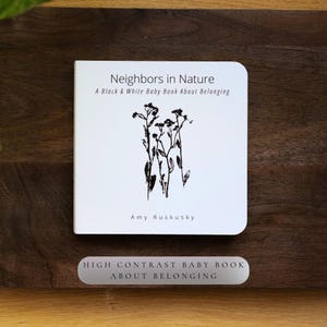 Libro de cartón para bebé en blanco y negro / Impresiones botánicas, inspirado en Montessori