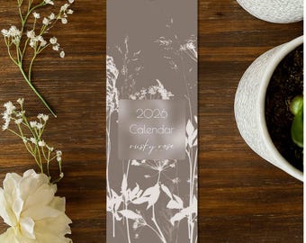 2026 Botanical Wall Calendar: Skinny Neutral Minimalist Planner