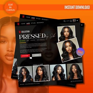 Folleto de reservas de WigFLIX, plantilla de Canva DIY, disponibilidad de cabello disponible, plantilla editable de reserva inmediata, folleto de belleza, folleto de citas, HairFLIX