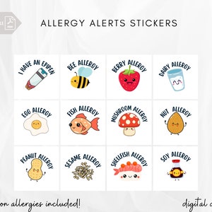 Food Allergy Sticker | Allergy Alert | Allergy Label | Printable PDF |