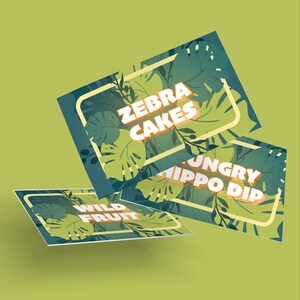Wild One Custom Birthday Party Place Cards: Jungle Theme (Digital Download)