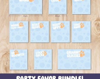 Blue Dog Party Favor Labels: 10 Unique Designs (Instant Download)