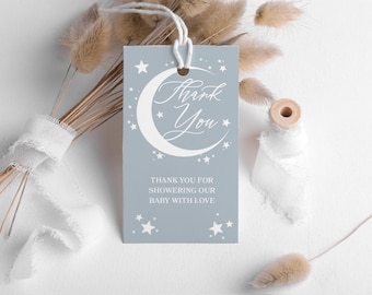 Over the Moon Gift Tag | Baby Shower Favor Tags | Instant Download