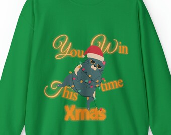 Sweat-shirt Grumpy Cat, Cette fois vous gagnez Noël, Pull de Noël drôle et laid, Sweats de Noël urbains, Pull Crewneck de Noël, Cadeau