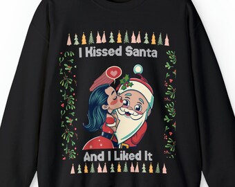 Pull de Noël laid Katy Perry, j’ai embrassé le Père Noël et je l’ai aimé, sweat-shirt unisexe, pull drôle, sweats urbains, pull de Noël