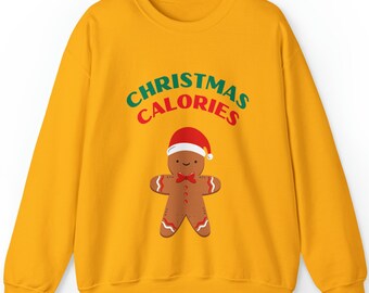 Sweat-shirt homme en pain d’épice, calories de Noël, pull de Noël drôle et laid, sueurs de Noël urbaines, pull Crewneck de Noël, cadeau
