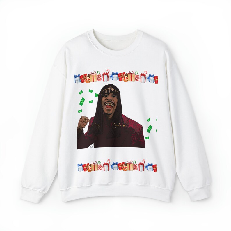 Dave Chappell Sweatshirt, Im Rich Bitch, Thanks Santa, Ugly Funny Christmas Sweater, Urban Christmas Sweats, Xmas Holiday Crewneck Sweater image 8