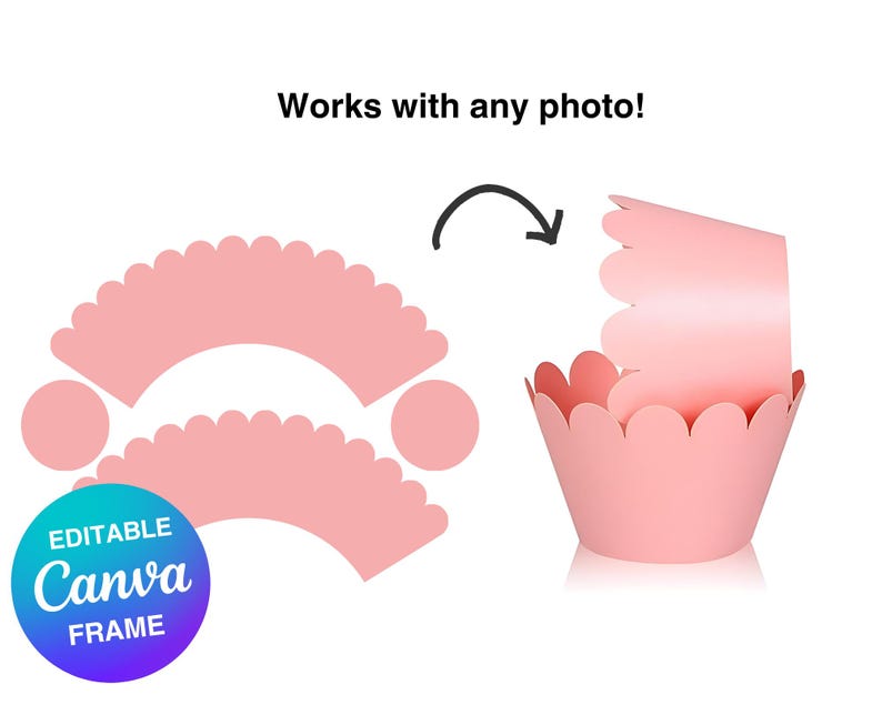 Scallop Cupcake Wrapper Template, Digital Download, Instant Download