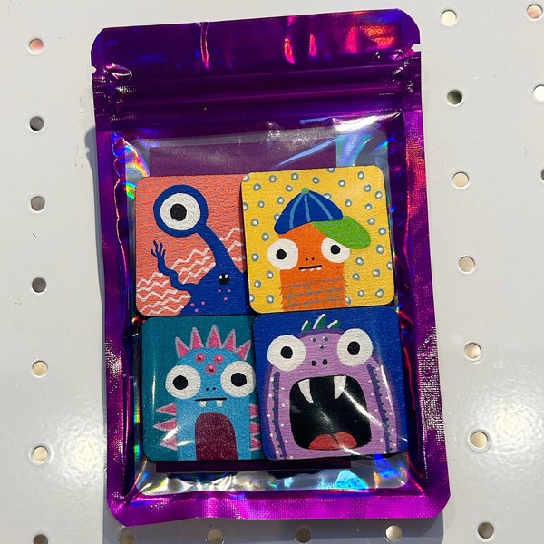 Mystery Monster Magnet Packs | Mystery Alien Magnet Packs | Gift Set | Hand Painted Magnet | Fridge Locker Accessory | Unique Quirky Weird