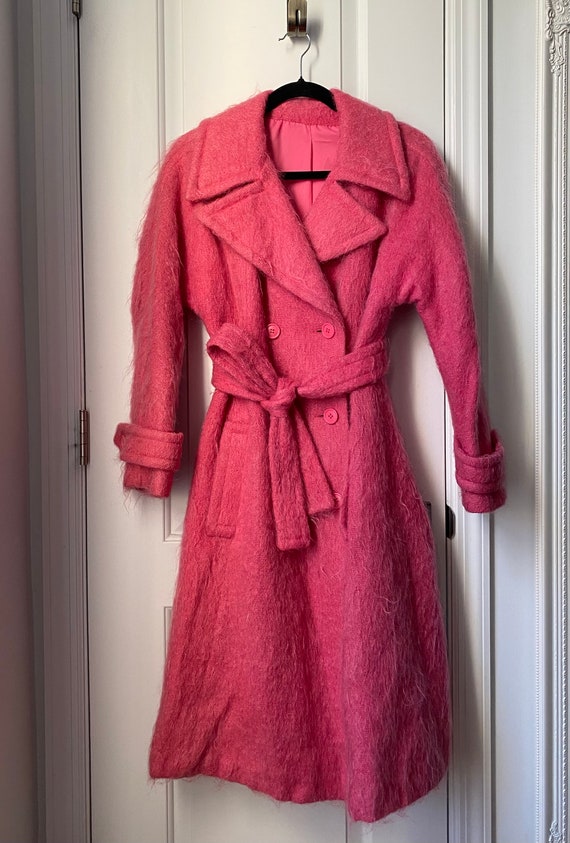 Vintage Bright Pink Mohair & Wool Coat