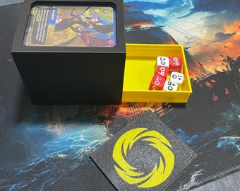Riftbound TCG-leklåda – 60 dubbla hylsor, tärningsbricka, displaylåda med toppmatad låda