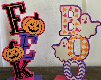 3D Printed Halloween Signs | EEK BOO Letters, Pumpkin Ghost Decor, Fall Table Centerpiece
