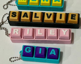 Personalized Name Keychain | Clicker Keyboard Bag Charm, 3D Printed Backpack Accessory