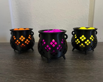Witch's Cauldron Tea Light Holders | 3D Printed Halloween Decor, Potion Design