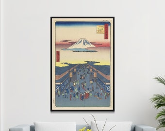 Suruga Street One Hundred Famous views of Edo, Kuniyoshi | Digital Download | Asian Art | Eastern Prints | Christmas Birthday Gift | Wall