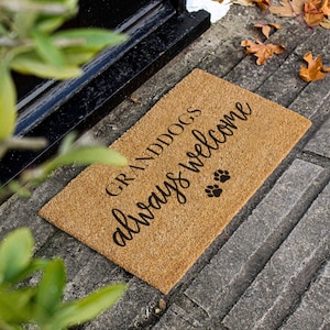Grandogs Always Welcome - Paillasson pour chien - Les chiens peuvent entrer - Tapis J&#39;aime mes chiens - Paillasson personnalisé pour animaux de compagnie - Paillasson animal personnalisé