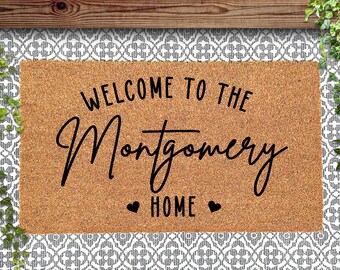 Customizable 'Welcome to Our Home' Doormat, Add Your Family Name, Custom Home Decor, Personalized Doormat, Custom Coir Mat