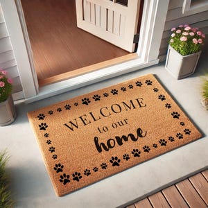 Dog Paws Door Mat - Dog Paws Doormat - Welcome To Our Home - Dog Gifts - Pet Gifts - Pet Lover Gift - Paw Prints Doormat - Puppy Doormat