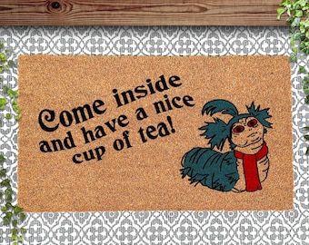 Handmade Labyrinth Worm Doormat - Welcome Guests with a Quirky Twist! Labyrinth Doormat, Come Inside and Have a Nice Cup Of Tea