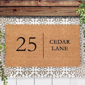 Customizable Door Mat with Personalized Number and Street Address - Handmade Entryway Decor - Address Doormat - Closing Gift - Realtor - Rug