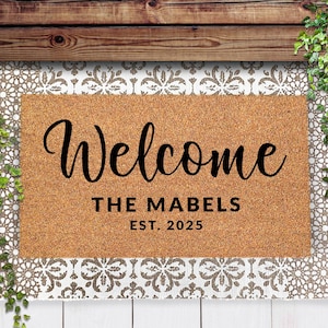 Welcome Family Est Date Doormat - Personalized Doormat - New Home Gift - Door Mat - Home Decor - Closing Gift - Personalized Welcome Mat
