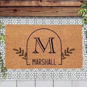 Last Name Doormat, Custom Welcome Mat with Family Name & Monogram, Custom Initial Name Welcome Mat for Entryway, Personalized Doormat