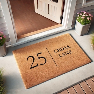 Custom Doormat With Personalized Number And Street Address - Handmade Entryway Decor - Address Door Mat - Closing Gift - Realtor Rug