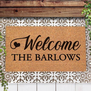 Custom Family Name Welcome Mat for Porch & Patio, Custom Home Decor Family Name Doormat, Personalized Doormat, Custom Coir Mat