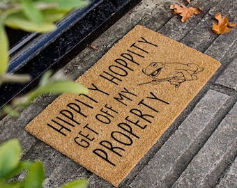 Hippity Hoppity Get Off My Property - Funny Doormat for a Whimsical Welcome! Go Away Funny Doormat, Funny Doormat