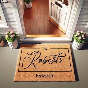 Welcome Family Doormat, Custom Doormat Gifts, Housewarming Gift, Custom Door Mat For Grandparents, Customized Coir Mat, Home Decor Doormat