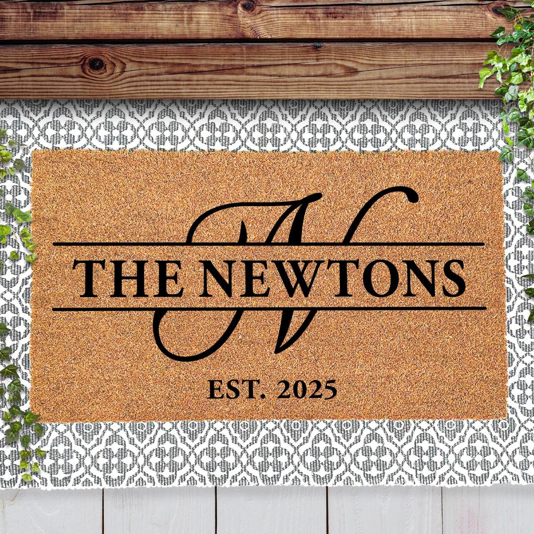 Monogram Mat Elegant Monogram Welcome Mat for Front Door & Porch, Custom Letter ...