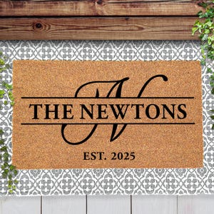 Elegant Monogram Welcome Mat for Front Door & Porch, Custom Letter Doormat, Monogrammed Coir Welcome Mat for Housewarming or Wedding Gift