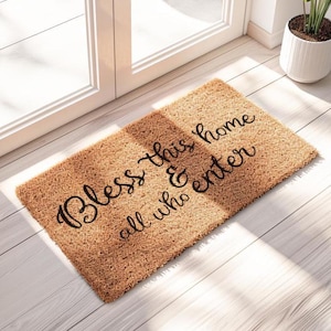 Bless this Home & All Who Enter - Welcome Doormat - Home Door Mat - Apartment Decor Rug -  Blessing - Religious - Christian gift