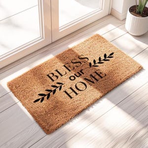 Bless Our Home - Welcome Doormat - Home Door Mat - Housewarming - Apartment Decor - Blessing - Family -  Entrance Rug - Christian gift