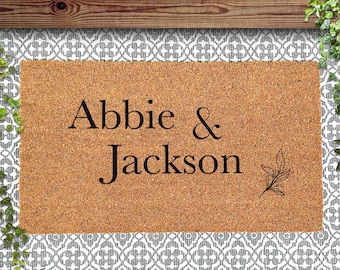 Custom Doormat with Two Names - Housewarming Gift - Personalize Me - Valentines Gift Idea, Wedding Gift -  Couples Name - New Home