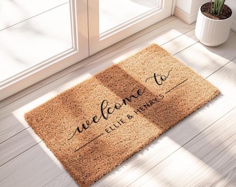 Customized Welcome Mat: Simple & Stylish Addition to Your Front Door | Personalized Couple Name Doormat, Wedding Gift, Perfect Couple Gift,