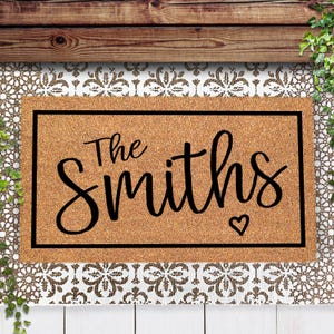 Personalized Family Name Doormat - Custom Door Mat - Housewarming Gift - Family Name Doormat - Wedding Gift - Closing Realtor Gift