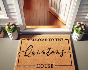 Personalized Door Mat With Family Name, Welcome Custom Doormat With Anti-Slip Backing, 3 Size Options, Custom Door Mats For Front Door