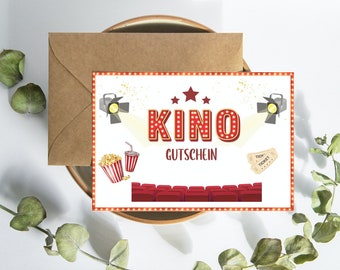 Kino Gutschein Zeit statt Zeug Geschenkgutschein, Geburtstagsgutschein Kinobesuch beste Freundin Geschenk Mama Geschenkidee, Kinogutschein