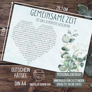 Voucherpuzzel, tijd samen is het beste cadeau, tijd in plaats van spullenbon, voucherpuzzelcadeau verjaardag vriend moeder
