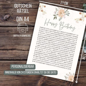 Waardebonpuzzel, tijd in plaats van spullen, cadeaubon, gepersonaliseerde waardebon, creatief cadeau, waardebonpuzzel, cadeau-idee vrouw